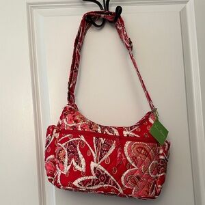 NWT- Vera Bradley Red and Pink Paisley Shoulder Bag